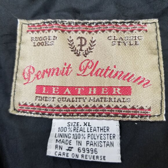 Permit Platinum XL Vintage 90s Black Leather Vest Moto Grunge Streetwear - Picture 3 of 5